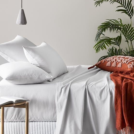 Stonewashed Cotton White Sheet Separates