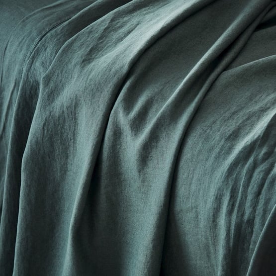 Vintage Washed Linen Cypress Sheet Set