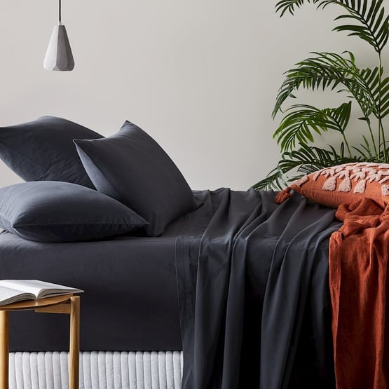 Stonewashed Cotton Charcoal Sheet Set