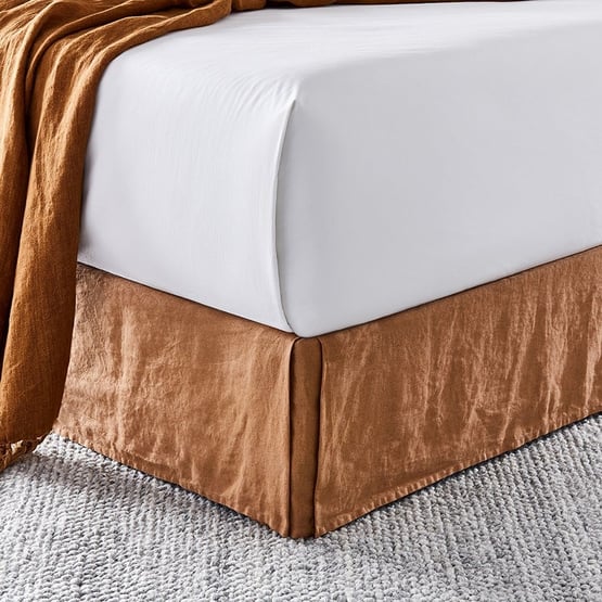 Vintage Washed Caramel Linen Valance