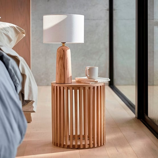 Mark Tuckey Slat Round Oak Bedside Table