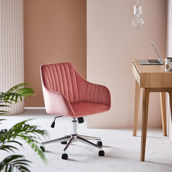 Munich Peony Rose Velvet Desk Chair 