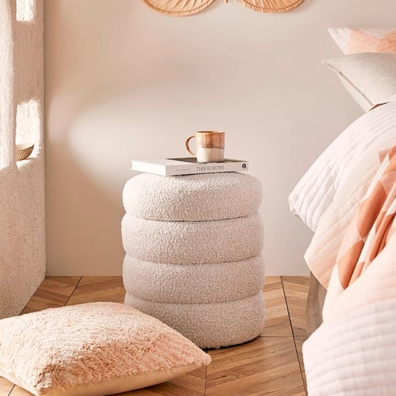 Memphis Cream Boucle Storage Ottoman
