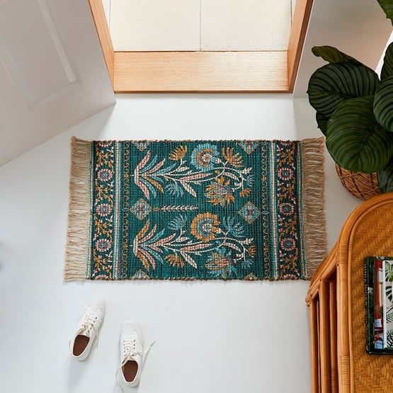 Monte Hungarian Floral Emerald Indoor Mat