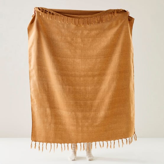 Iris Tobacco Linen & Cotton Throw