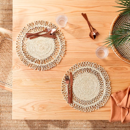 Sicily Collection Pack of 2 Natural Sun Placemats