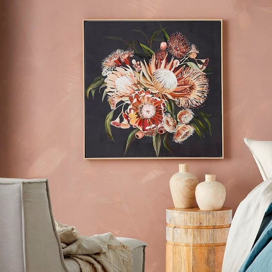 Native Arrangement Graphite Blooms Canvas