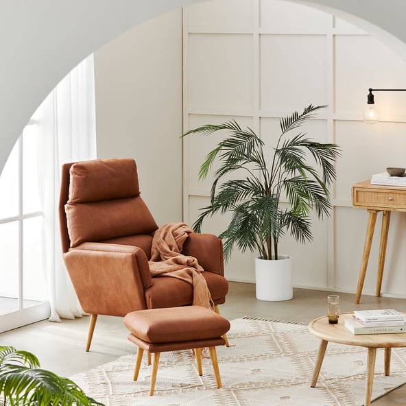 Anderson Chair and Foot Stool in living room.