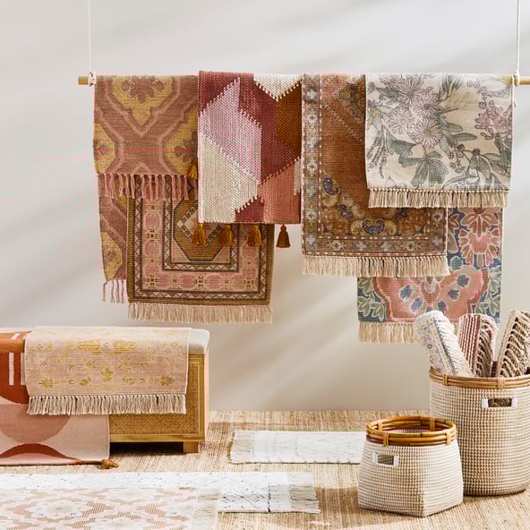 Selection of colourful rugs in various sizes to style your space.