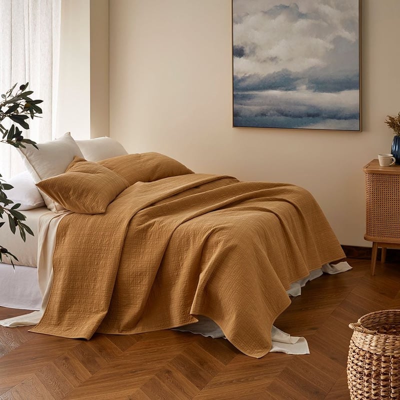 Stonewashed Cotton Gold Coverlet Separates