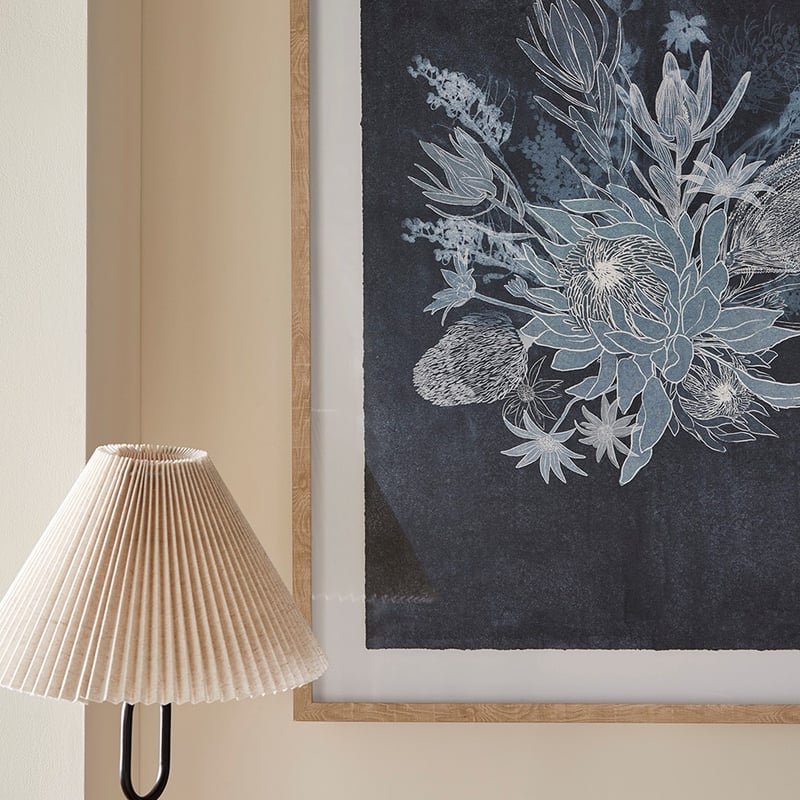 Indigo Flowers Bouquet Framed Wall Art