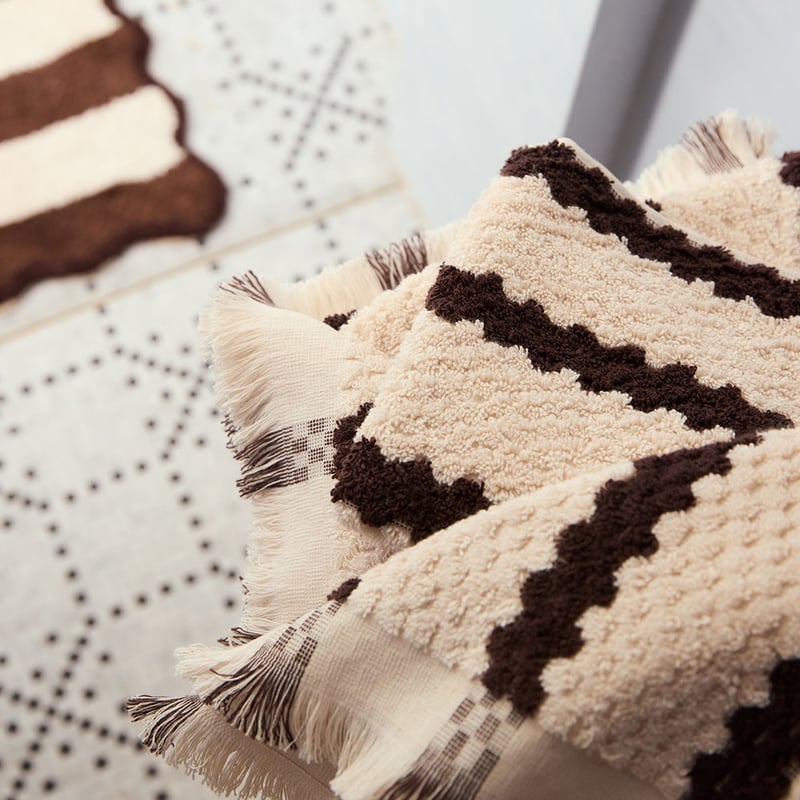 European Kadikoy Stripe Chocolate & Oat Turkish Cotton Towel Range