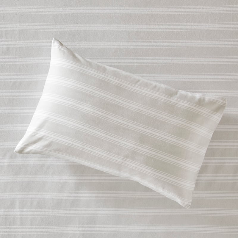 Flannelette Printed Silver Stripe Pillowcase