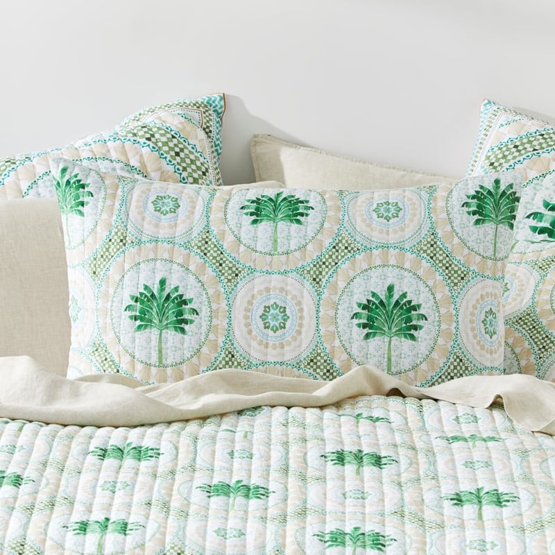 Florida Palm Green Quilted Quilt Cover Separates