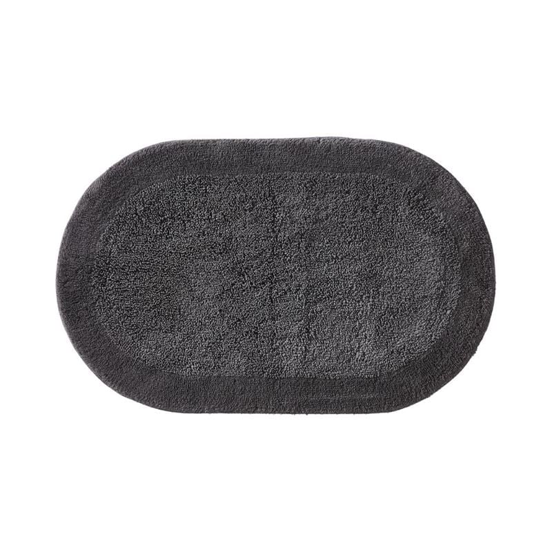 Nicola Coal Combed Cotton Oval Bath Mat