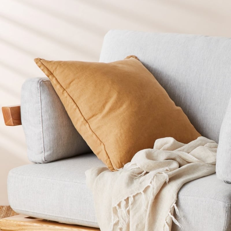 Belgian Tobacco Vintage Washed Linen Cushion