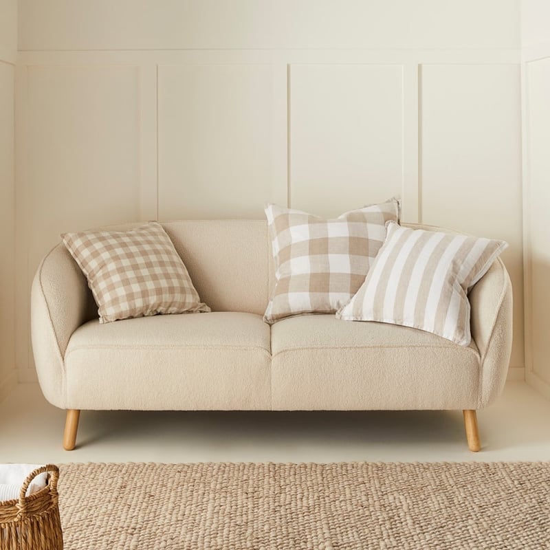 Belgian White Check Vintage Washed Linen Cushion