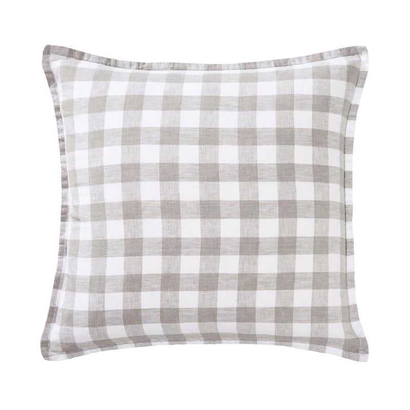 Belgian Seal Grey & White Check Vintage Washed Linen Cushion
