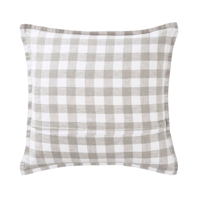 Belgian Seal Grey & White Check Vintage Washed Linen Cushion
