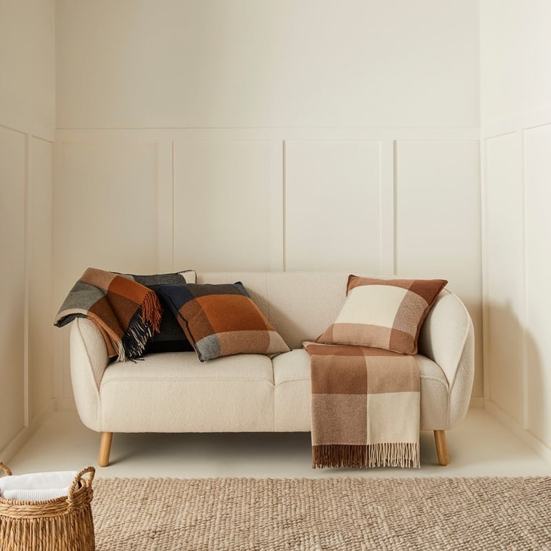 Holland Navy & Brown Wool Cushion