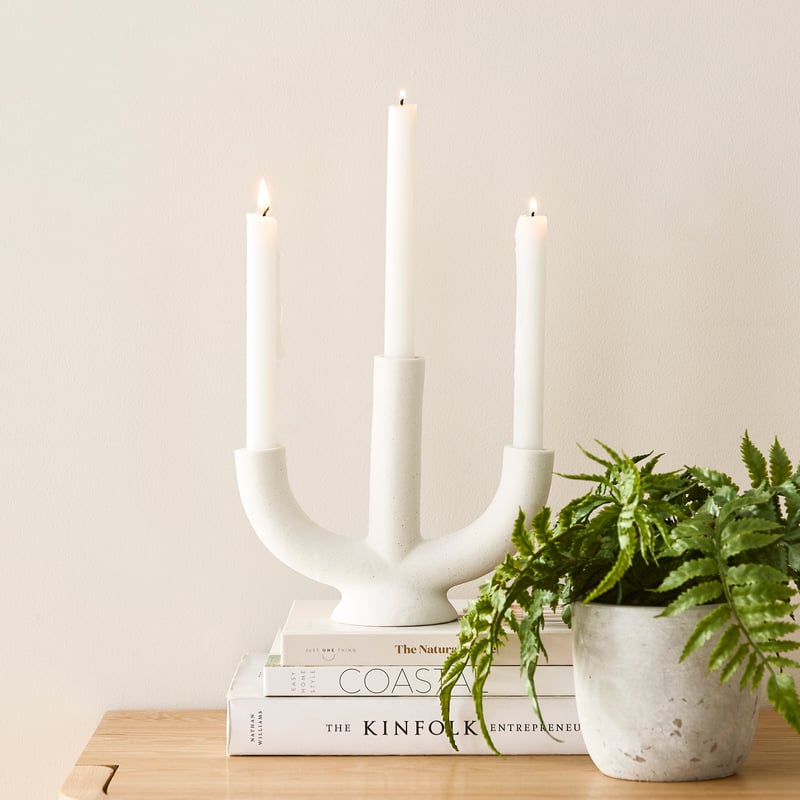 Hydra White Tri Candle Holder