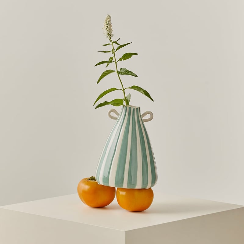 Lyon Green Stripe Vase