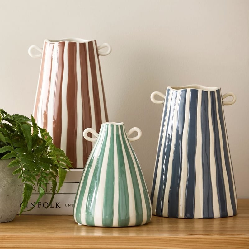 Lyon Steel Blue Stripe Vase