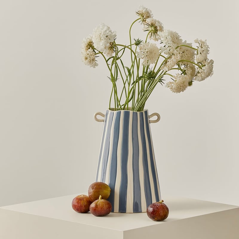 Lyon Steel Blue Stripe Vase