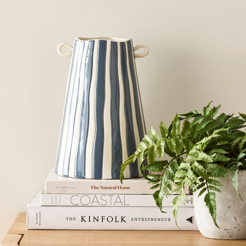 Lyon Steel Blue Stripe Vase