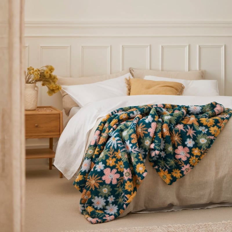 Cloud Midnight Floral Throw