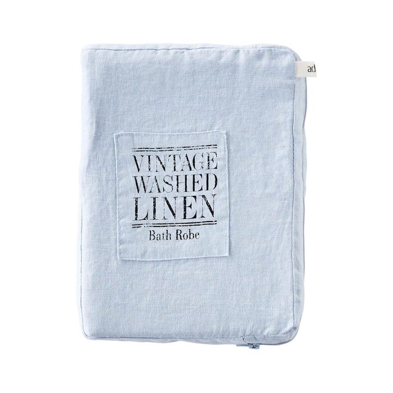 Vintage Washed Linen Dusty Blue Robe