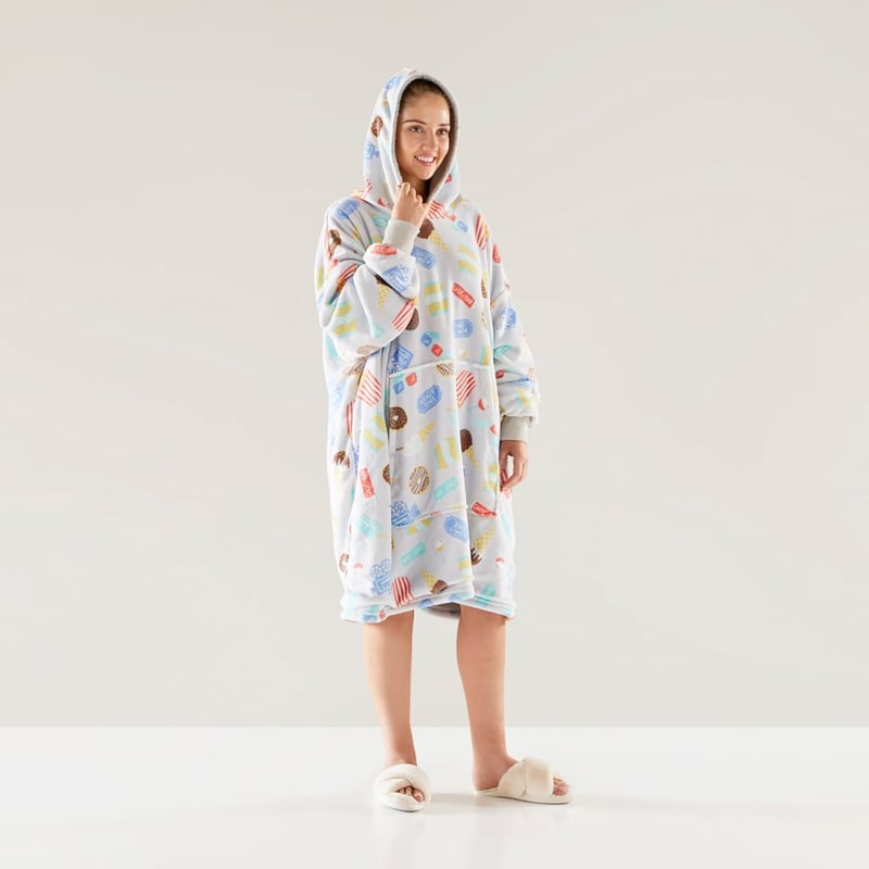 Teddy Grey Multi Movie Night Hooded Blanket