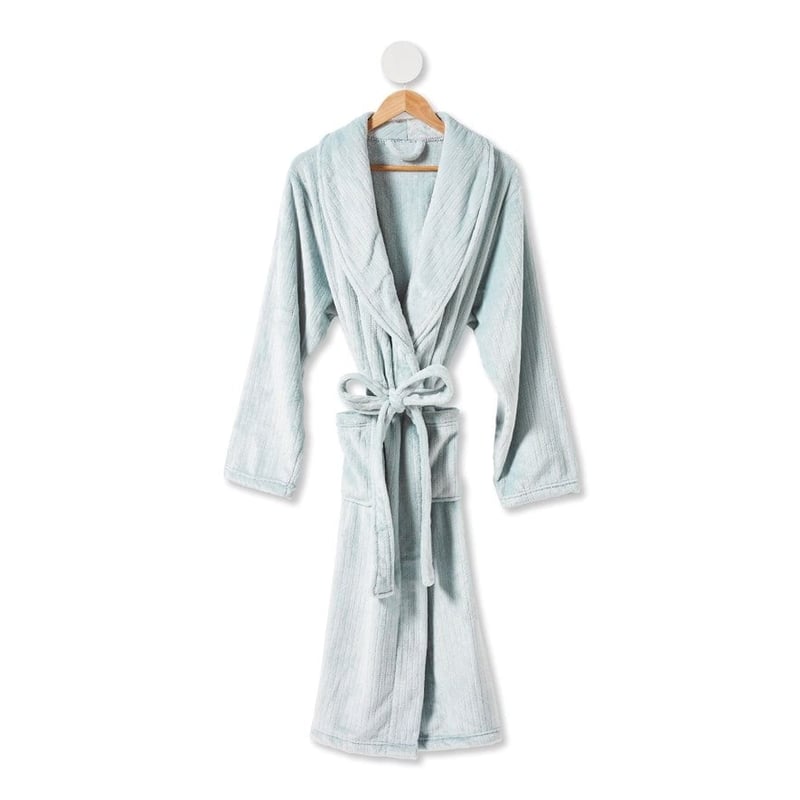 Soft Ribbed Ice Blue Robe