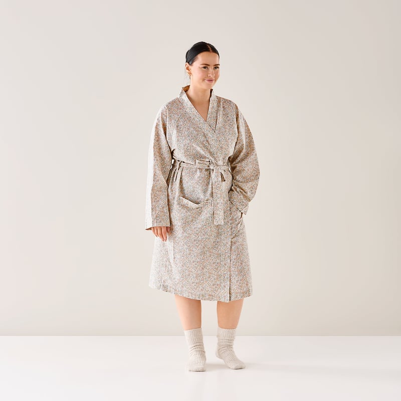 Cotton Soft Floral White Multi Printed Robe