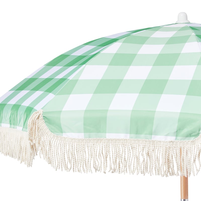 Holiday Green Gingham Beach Umbrella