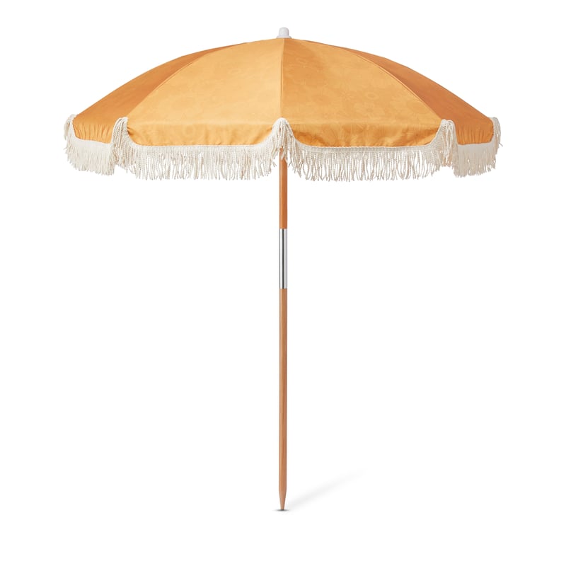 Holiday Retro Golden Floral Beach Umbrella
