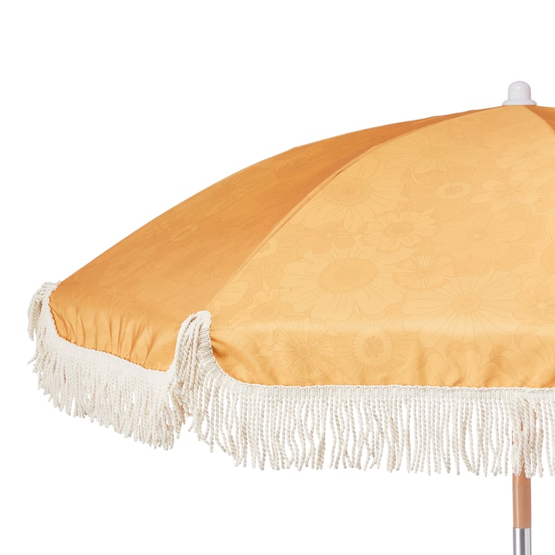 Holiday Retro Golden Floral Beach Umbrella