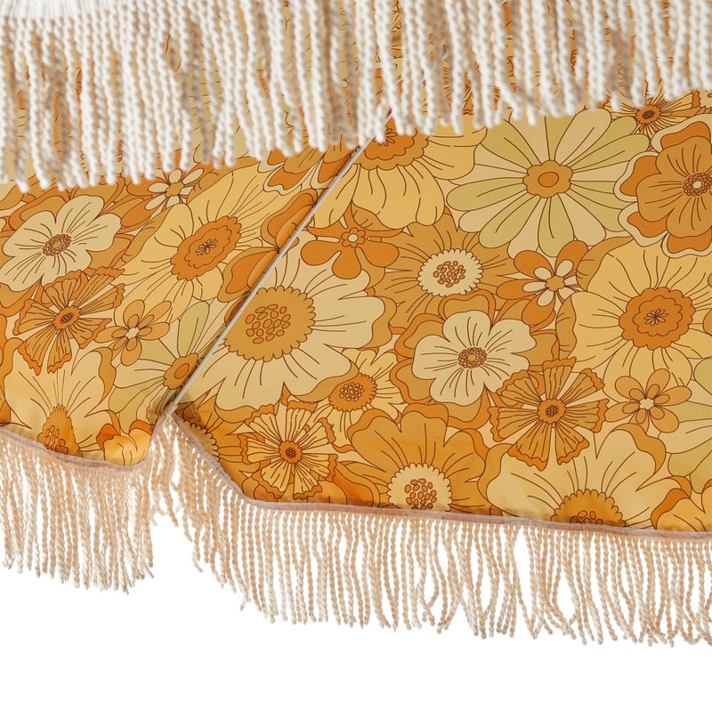 Holiday Retro Golden Floral Beach Umbrella