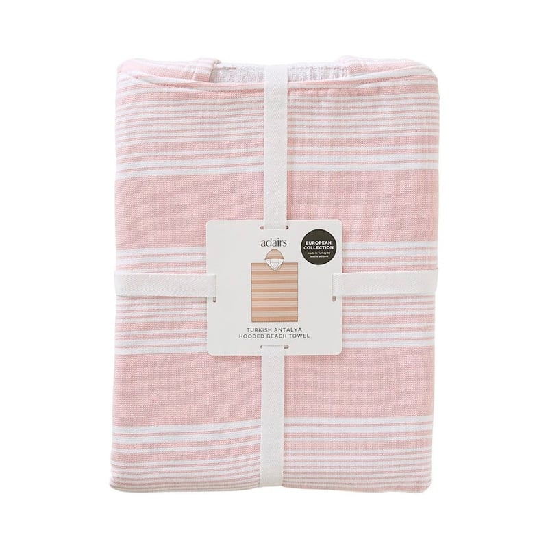 European Turkish Antalya Soft Pink Stripe Hooded Beach Towel