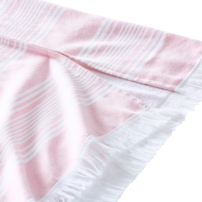 European Turkish Antalya Soft Pink Stripe Hooded Beach Towel
