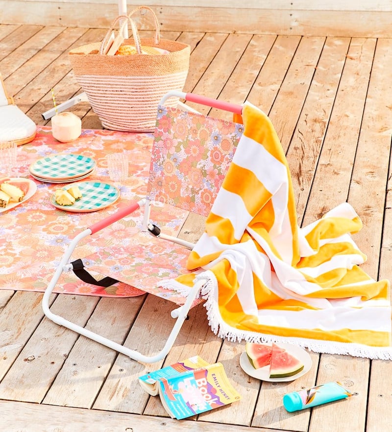 Retro Floral Pink Beach Chair