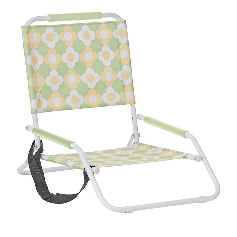Retro Grid Daisy Green Beach Chair