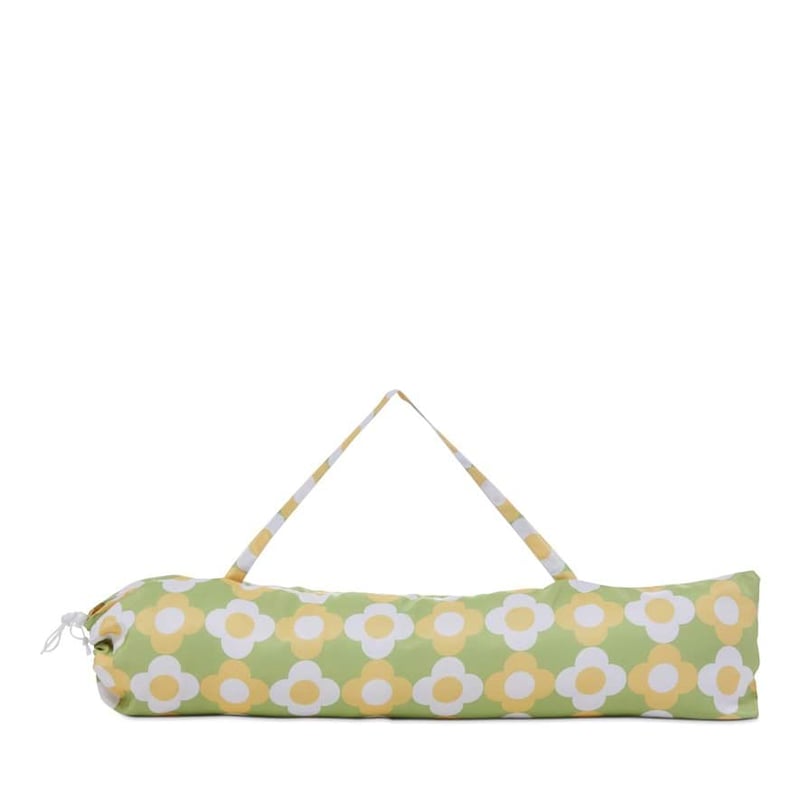 Retro Grid Daisy Green Beach Umbrella
