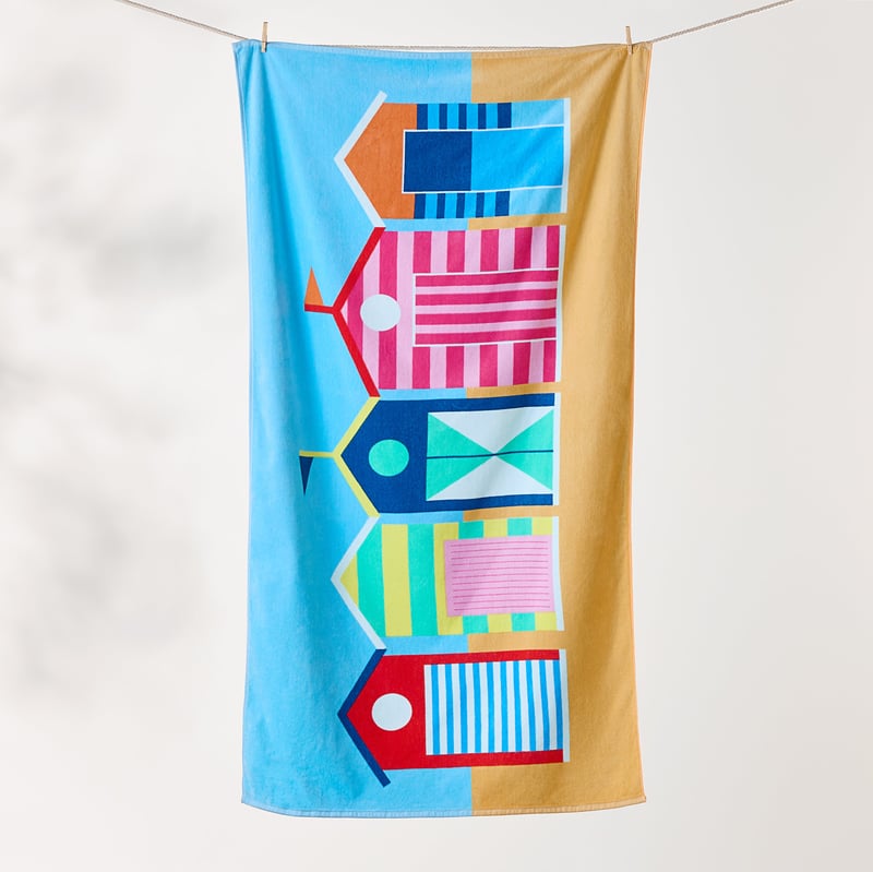 Velour Beach Huts Beach Towel