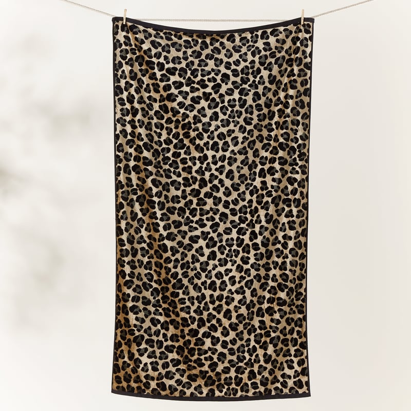 Velour Leopard Gold Beach Towel