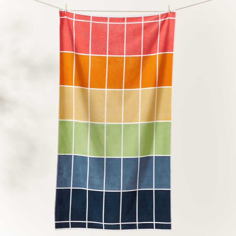 Velour Rainbow Check Beach Towel