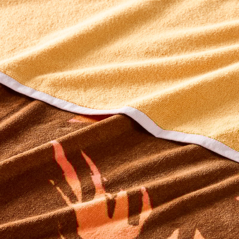 Velour Sunset Palm Coral Beach Towel