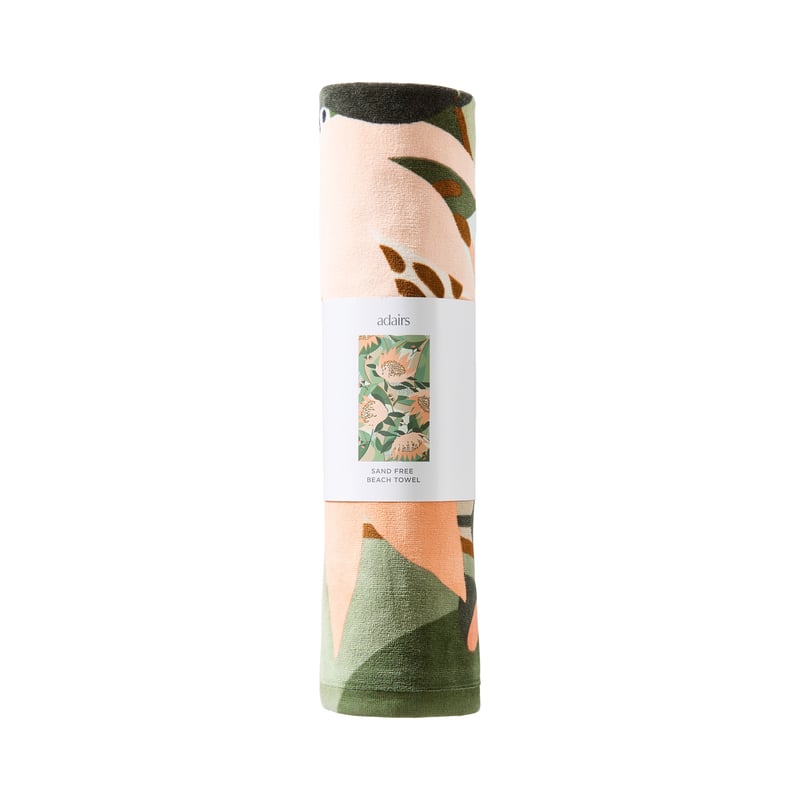 Sand Free Waratah Green Beach Towel
