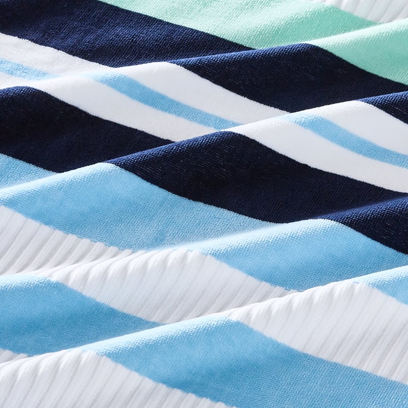 Velour Holiday Stripe Aqua Hooded Beach Towel