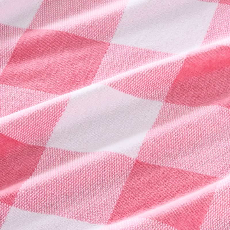 Velour Pink Gingham Hooded Beach Towel
